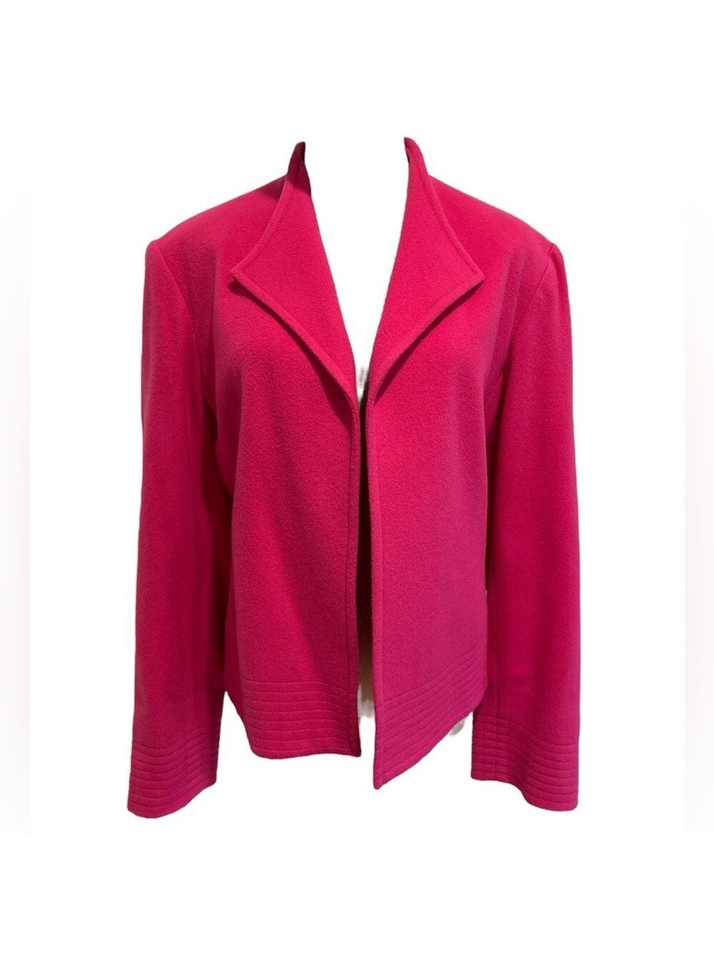 90s LOUBEN PINK WOOL & CASHMERE CROPPED RELAXED JACKET QUIET LIXURY PLUS SZ 16
